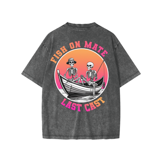 "Last Cast" - Kids Streetwear Washed T-Shirt (270 GSM)